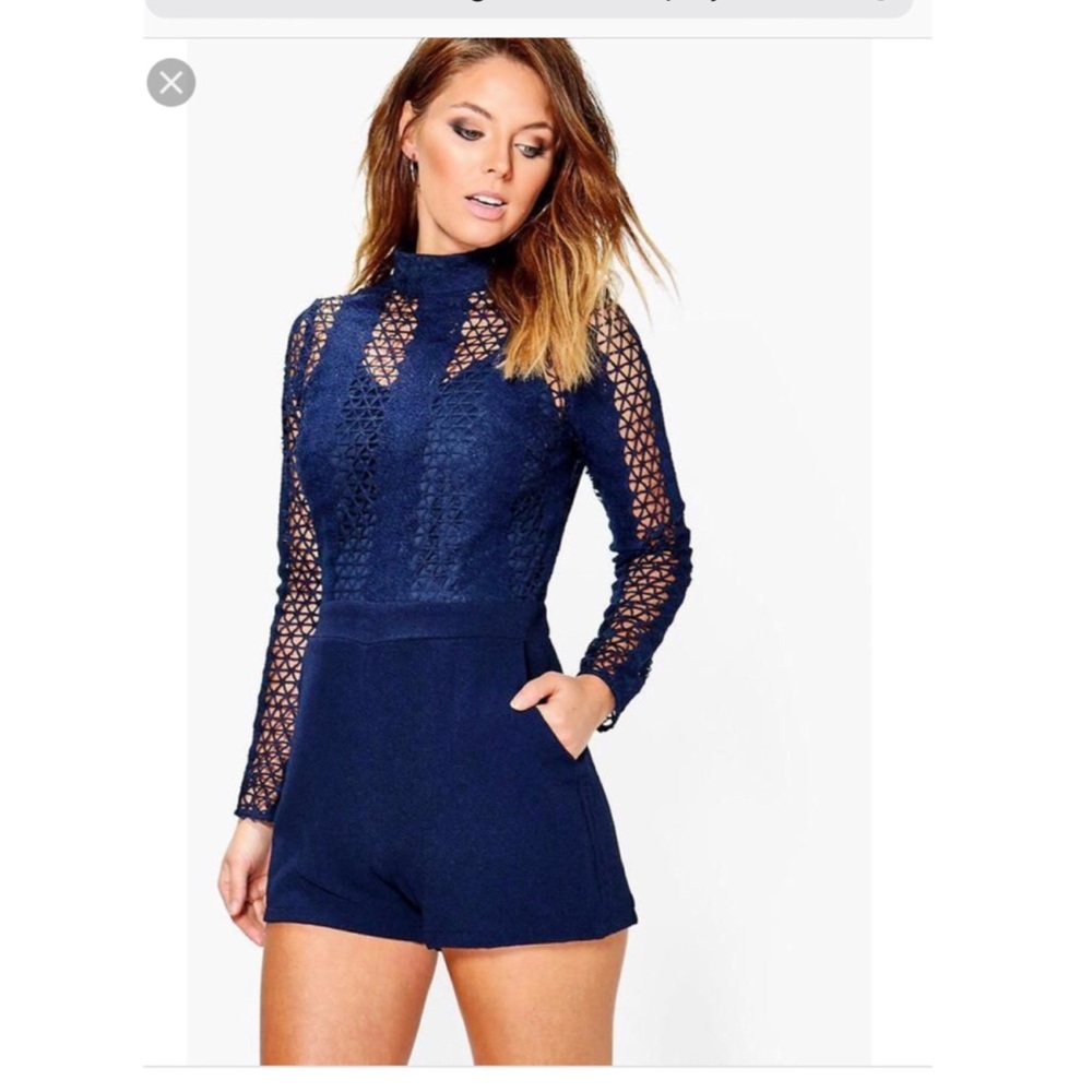Pre-Loved Navy Boohoo Romper sz 10